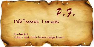 Pákozdi Ferenc névjegykártya